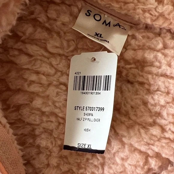 Soma Soft Pink Sherpa Half Zip Pullover Jacket - Picture 7 of 8